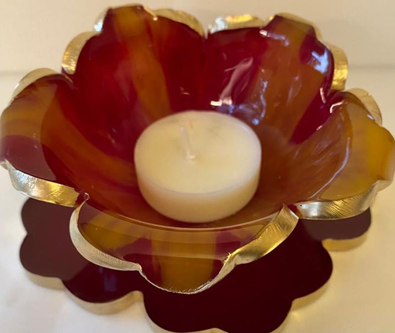 Kerzenhalter Rote Blüte