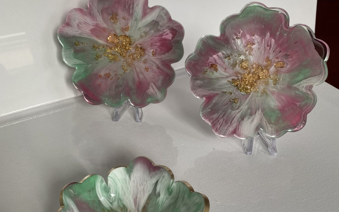 Untersetzer Transparent Pink-Grün – Set