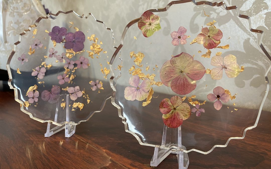 Untersetzer Transparent mit echten Blüten