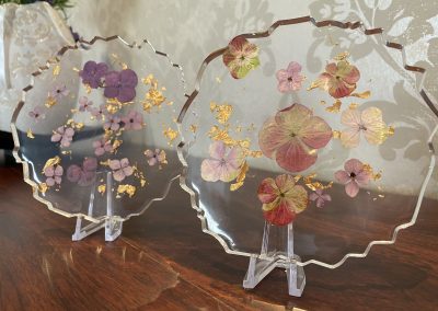 Untersetzer Transparent mit echten Blüten