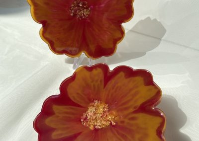 Blütenuntersetzer Rot-Gold