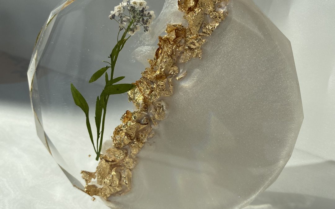 Untersetzer Diamantkante Weiß-Gold