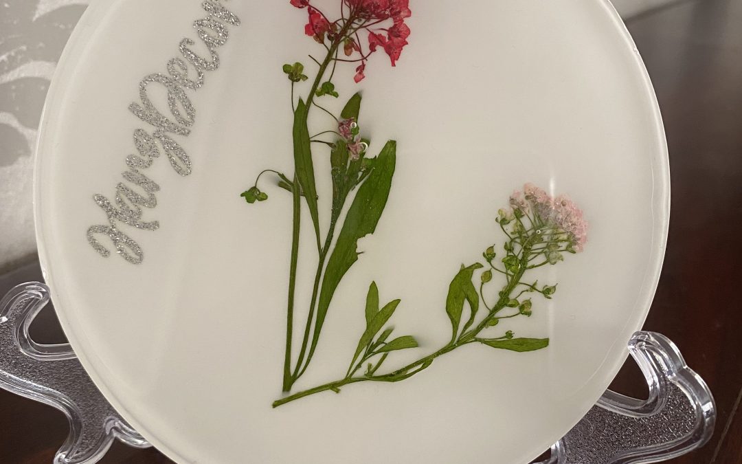 Untersetzer Weiß mit Blüten