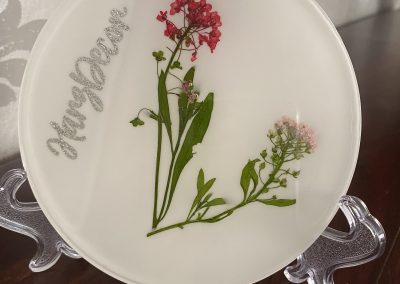 Untersetzer Weiß mit Blüten